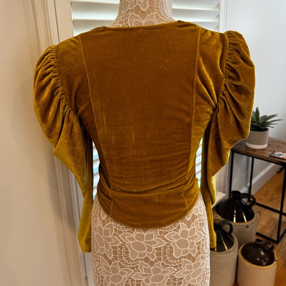 Free People Puff Long Sleeve Velvet Top - Picture 4 of 5